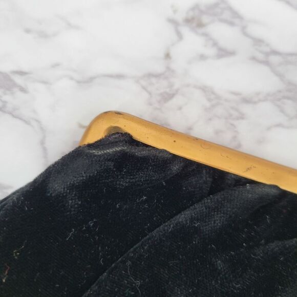 Vintage Clutch 60s Elegant Black Velvet Evening Bag - Picture 4 of 10